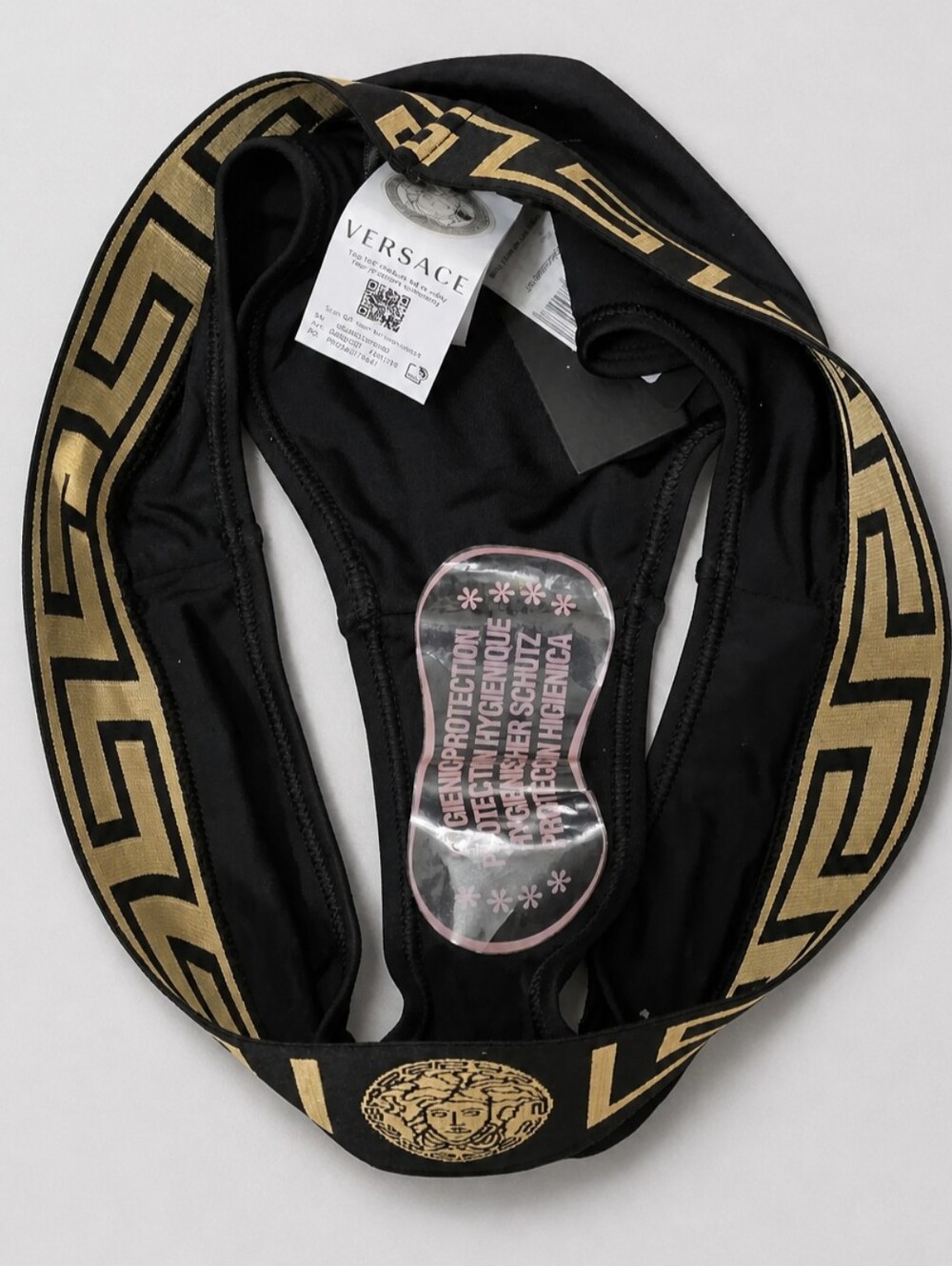 VERSACE NWT Medusa motif Greca High Waist Bikini Bottoms Size 2=US S Black Gold - Picture 6 of 11